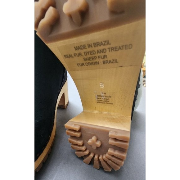 Mia Clogs Suede Ankle Boots Sheepskin Wood Size 9 Jildie - Picture 16 of 16